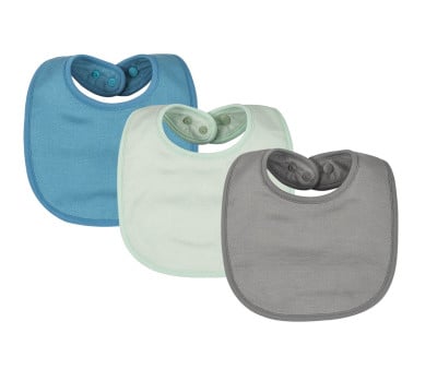 Pack 3 Baberos Kaffle Redondo Denim/Menta/Gris