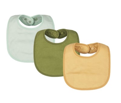 Pack 3 Baberos Kaffle Redondo Menta/Oliva/Tan
