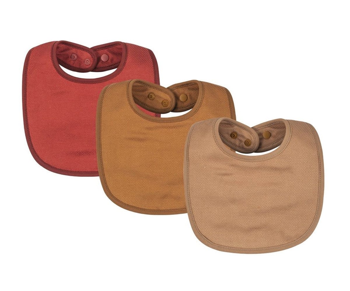 Lot de 3 Bavoirs Ronds en Kaffle Bordeaux/Marron/Marron clair