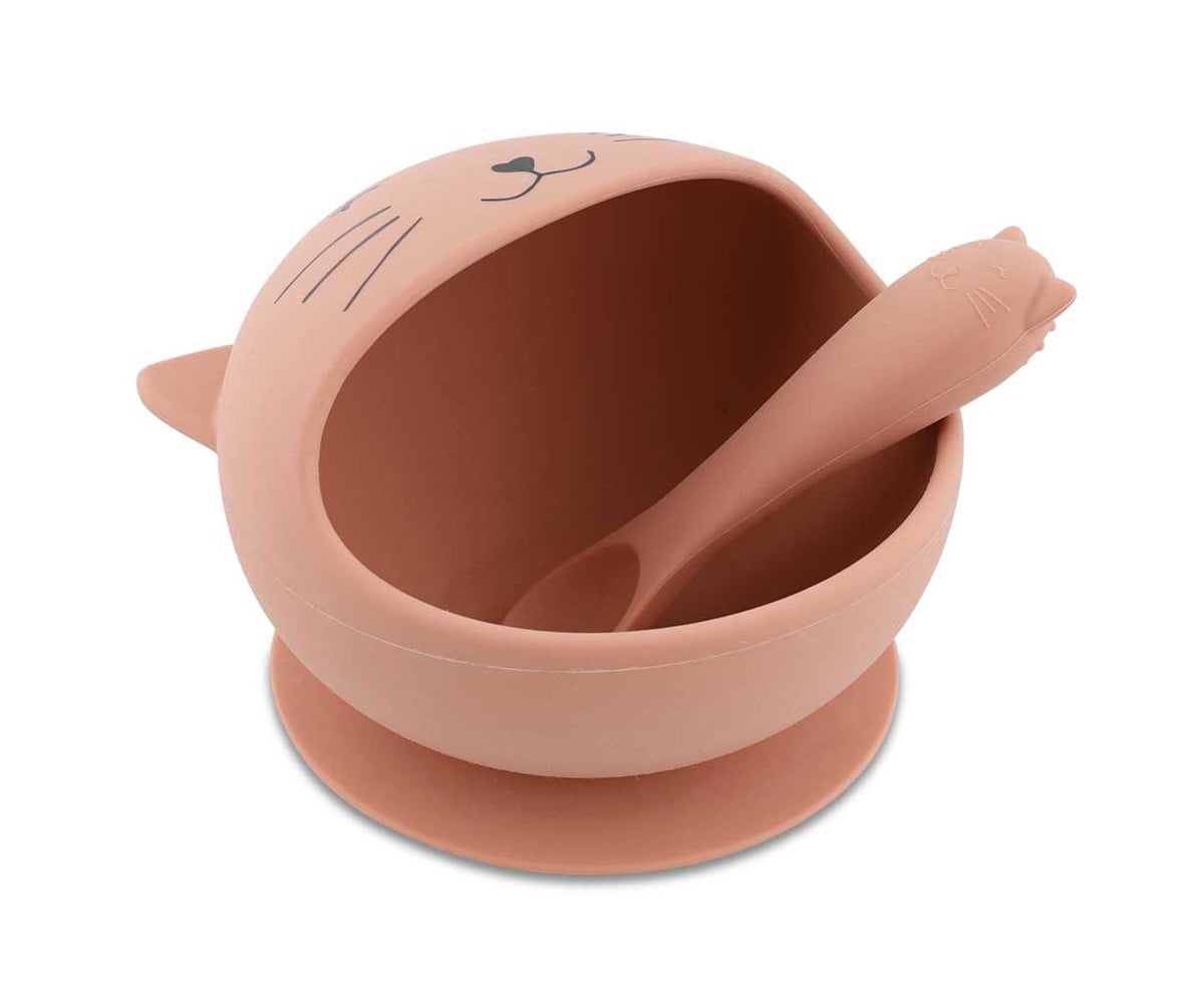 Bol à Ventouse avec Cuillère en Silicone Mrs. Cat