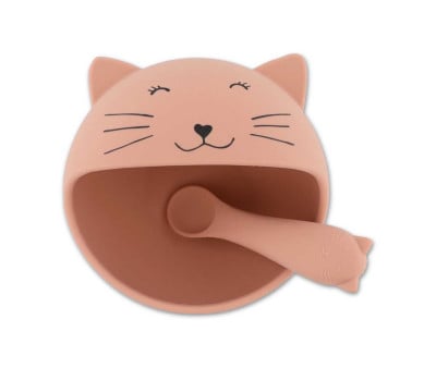 Bol à Ventouse avec Cuillère en Silicone Mrs. Cat