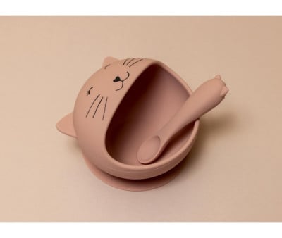 Bol à Ventouse avec Cuillère en Silicone Mrs. Cat