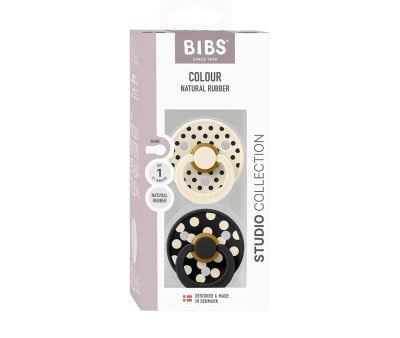 2 Succhietti BIBS Studio Colour Round Polka Ivory/Black