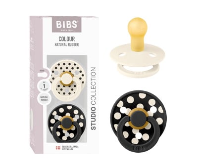 2 Succhietti BIBS Studio Colour Round Polka Ivory/Black