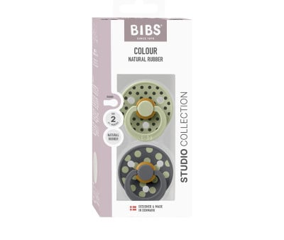 2 Succhietti BIBS Studio Colour Round Polka Sage/Iron