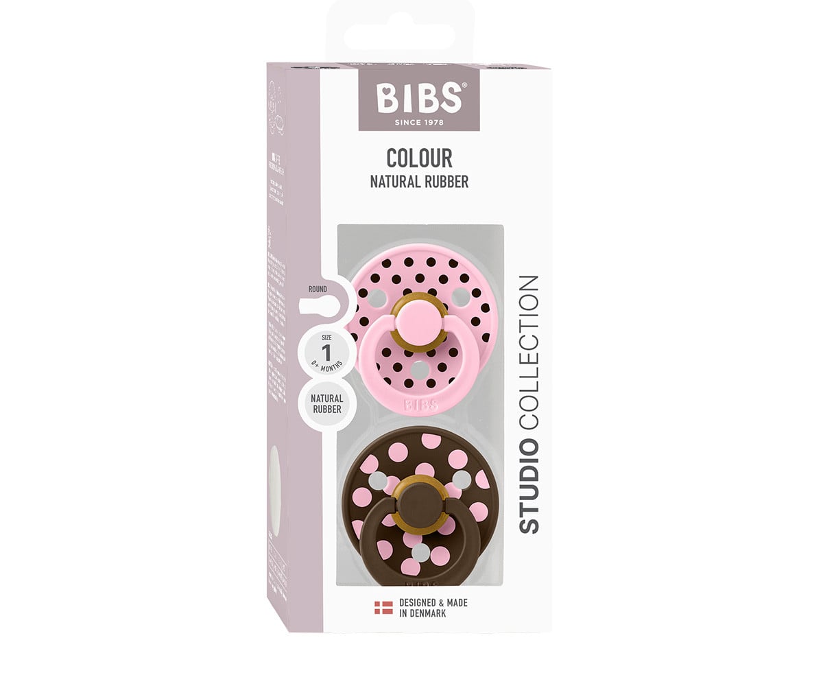 2 Chupetes BIBS Colour Round Baby Pink/Mocha