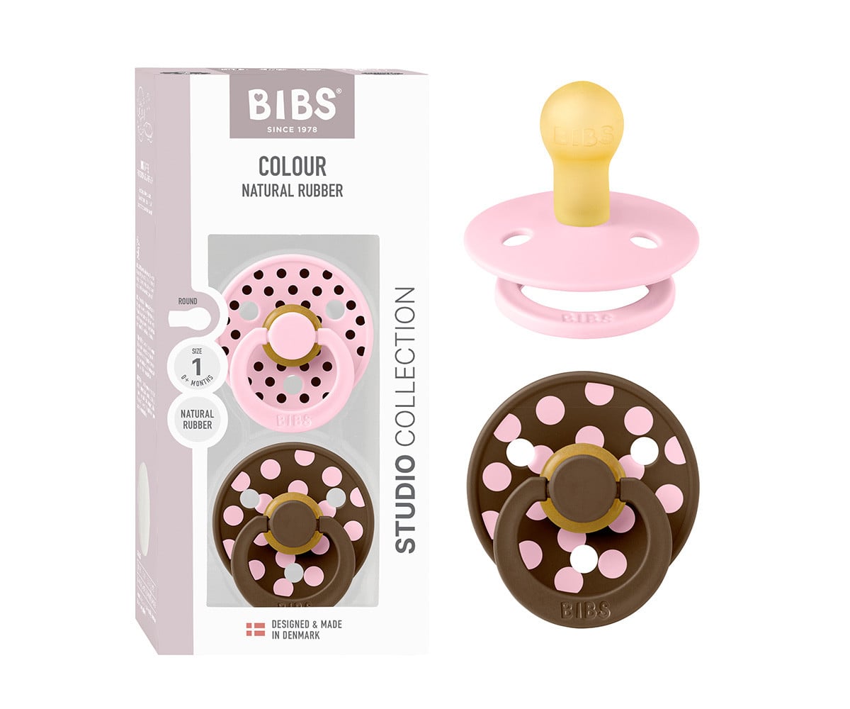2 Chupetes BIBS Colour Round Baby Pink/Mocha
