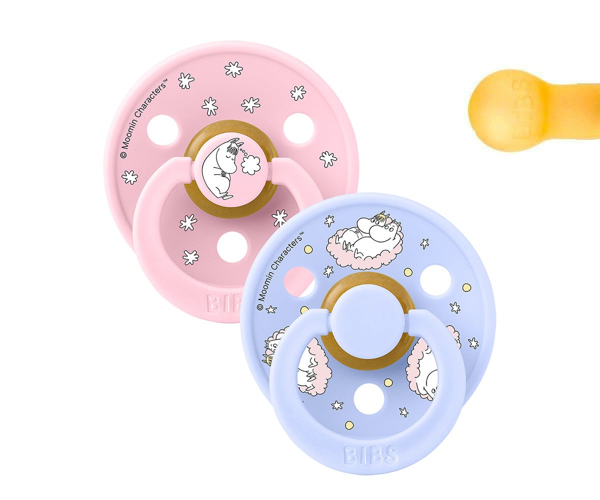 BIBS x Moomin: 2 Chupetas Colour Round Polka Dreaming/Baby Pink Mix