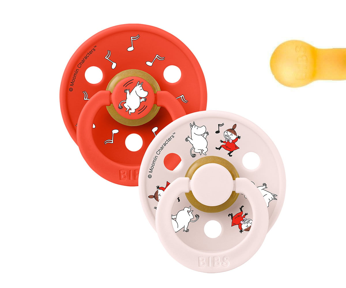BIBS x Moomin 2 Chupetes Colour Round Dancing/Candy Apple Mix