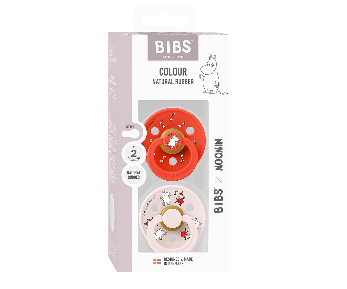BIBS x Moomin 2 Chupetes Colour Round Dancing/Candy Apple Mix