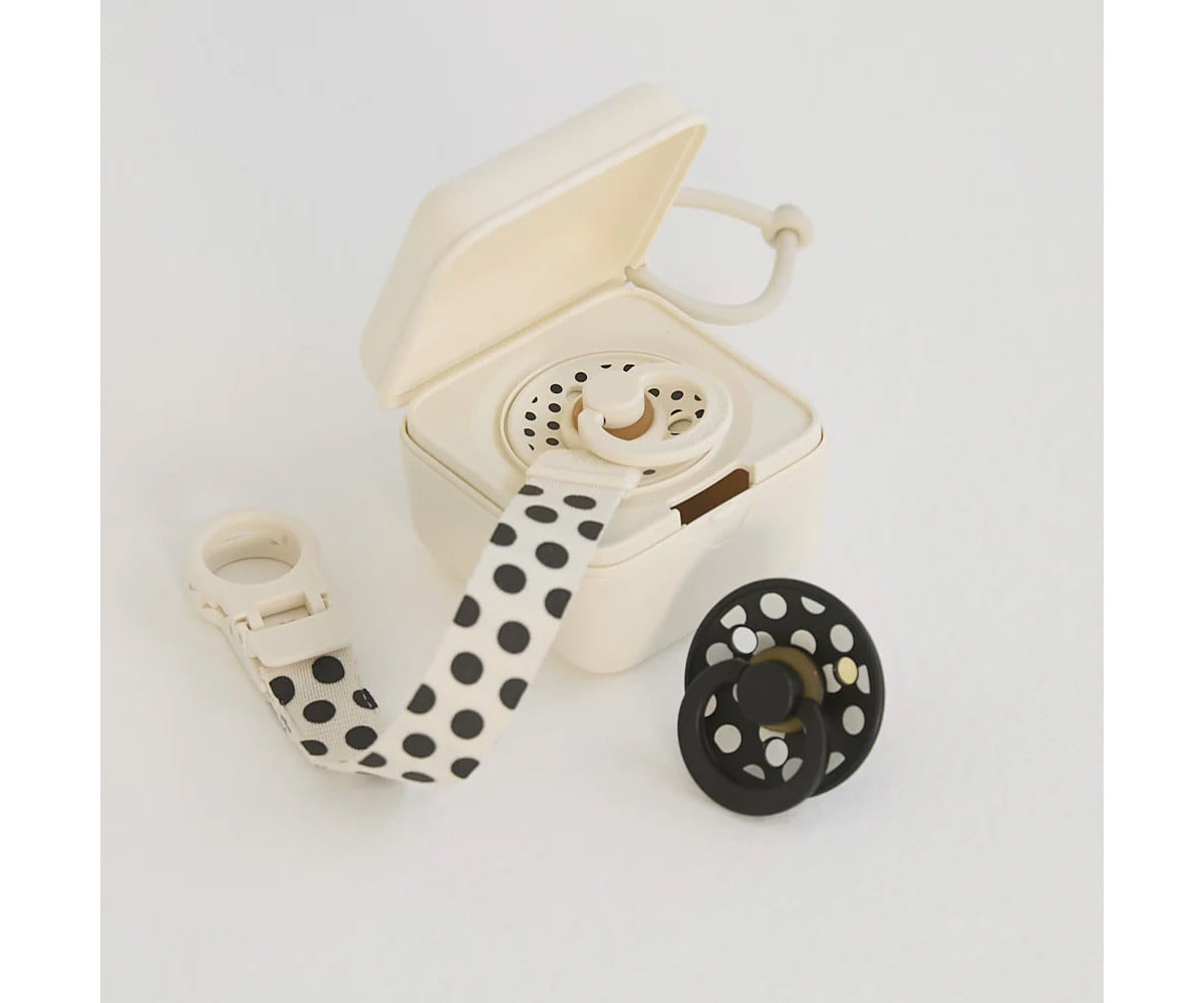 Portachupetes BIBS Studio Polka Ivory/Black