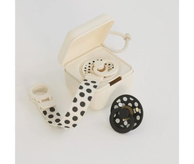 Portachupetes BIBS Studio Polka Ivory/Black