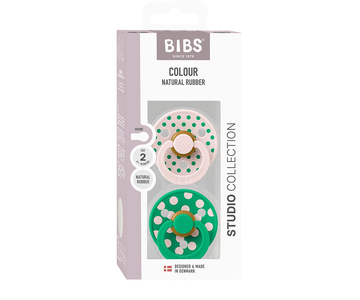 2 Chupetas BIBS Colour Round Polka Petal/Cactus