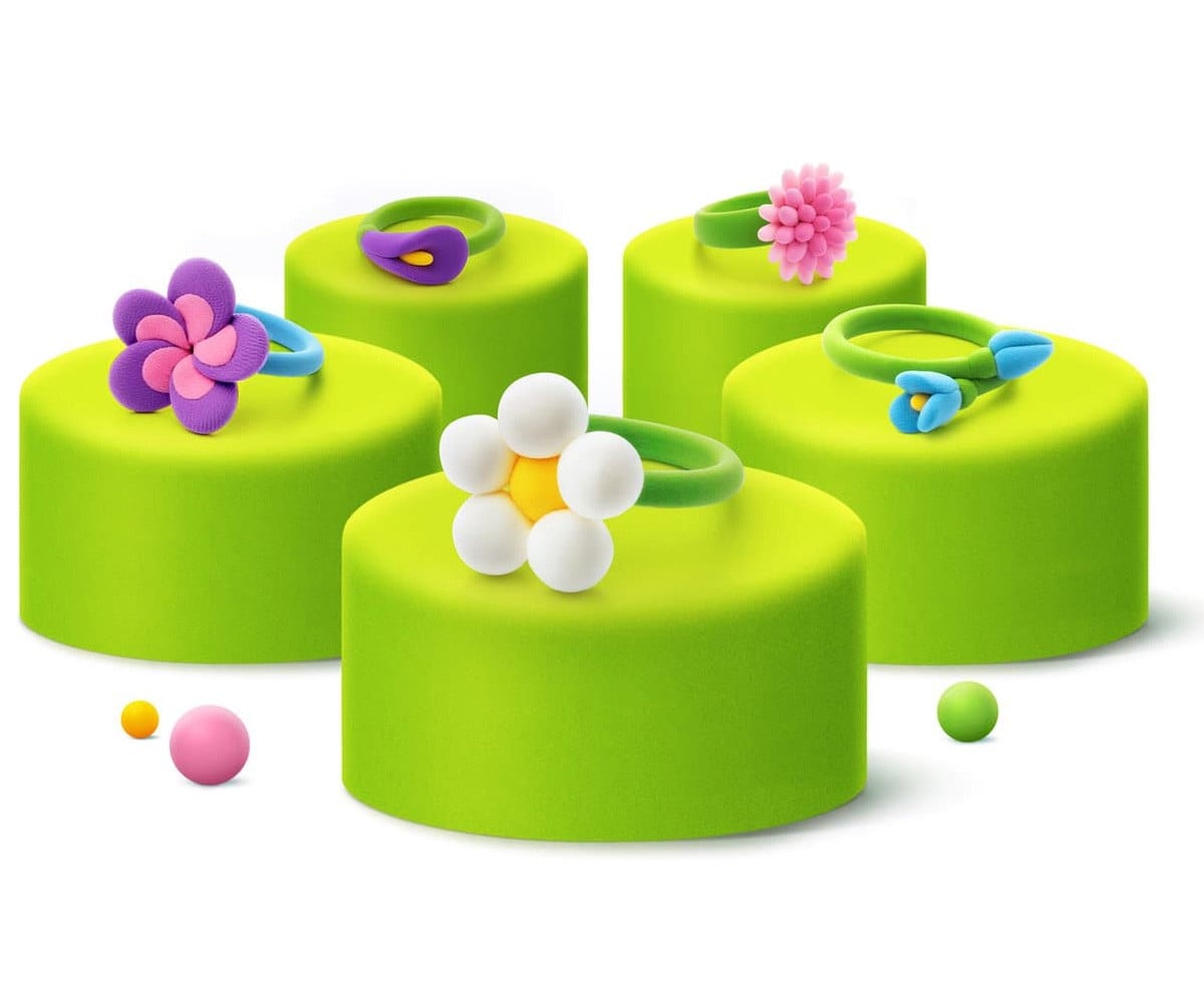 Plastilina Interattiva Bijou Flower Rings (3 vasetti)