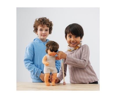 Visual Impairment Sunglasses and Cane for Dolls
