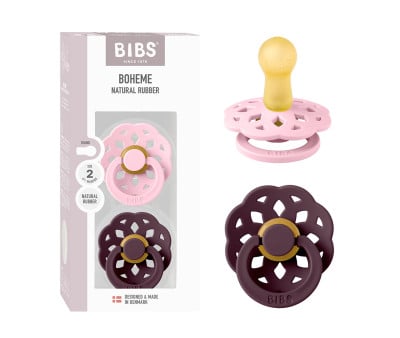 2 Sucettes BIBS Boheme Baby Pink/Plum