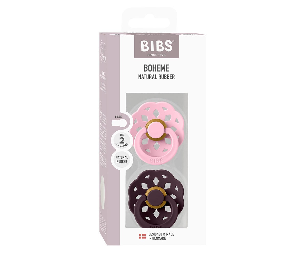 2 Sucettes BIBS Boheme Baby Pink/Plum