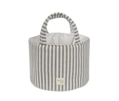 Panier de Rangement Praliné Rayures Matcha