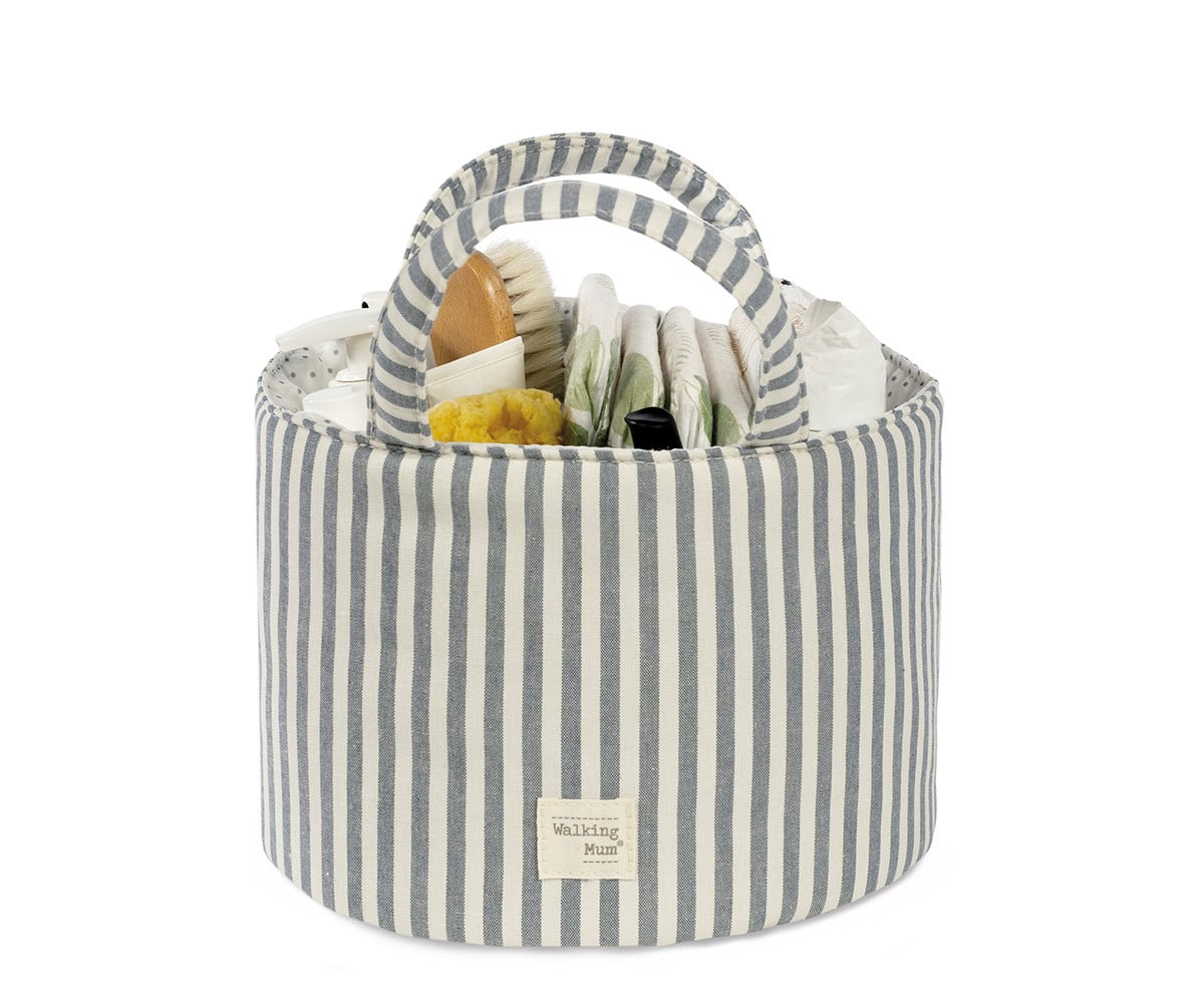 Panier de Rangement Praliné Rayures Matcha