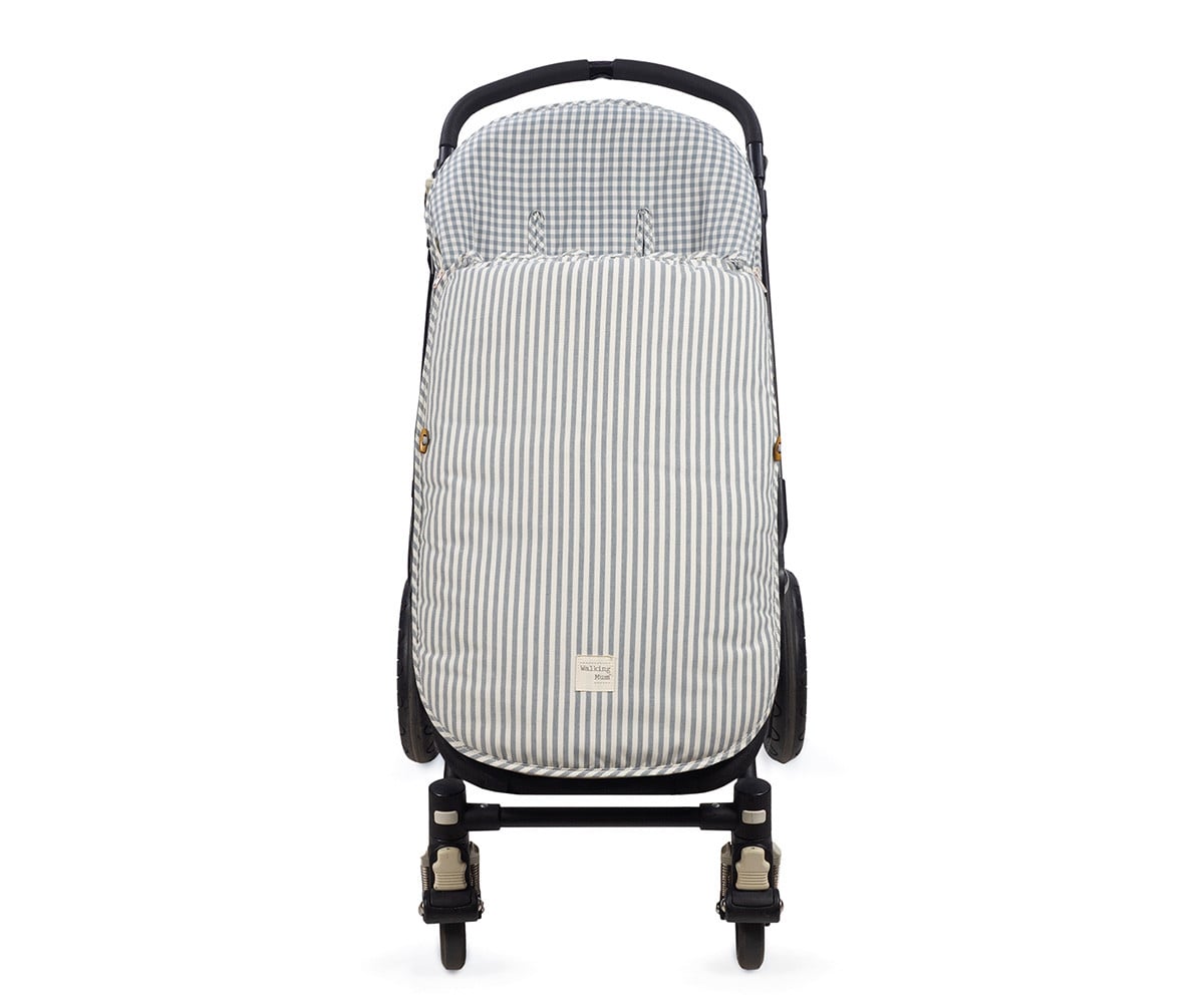 Mid-Season Footmuff Praliné Gingham/Striped Matcha