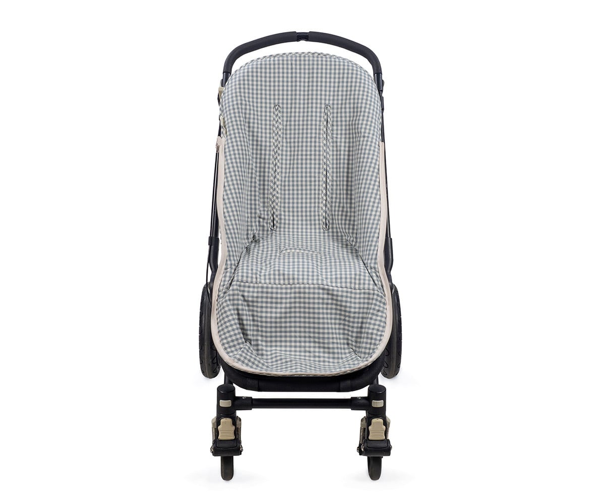 Mid-Season Footmuff Praliné Gingham/Striped Matcha