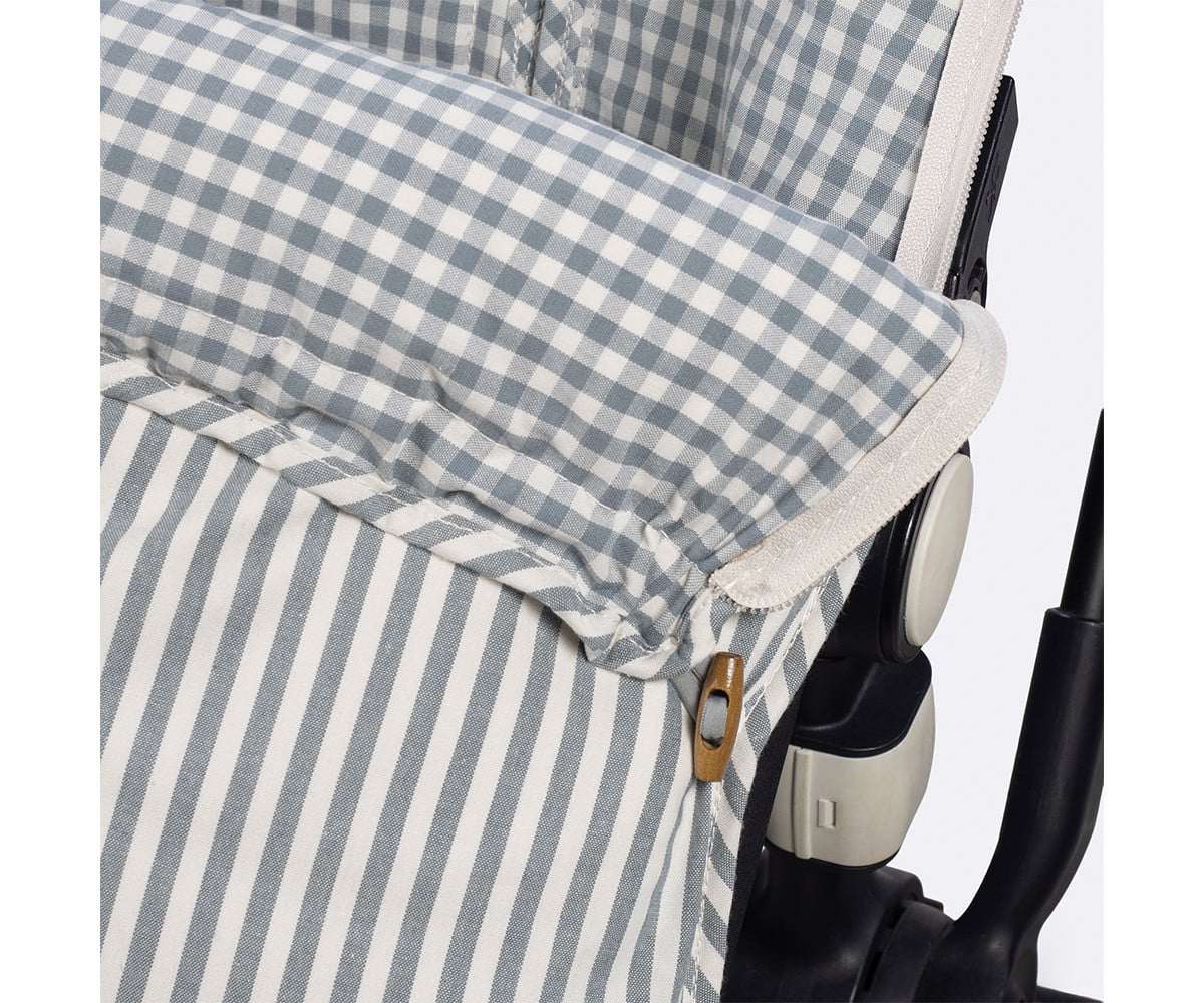 Mid-Season Footmuff Praliné Gingham/Striped Matcha