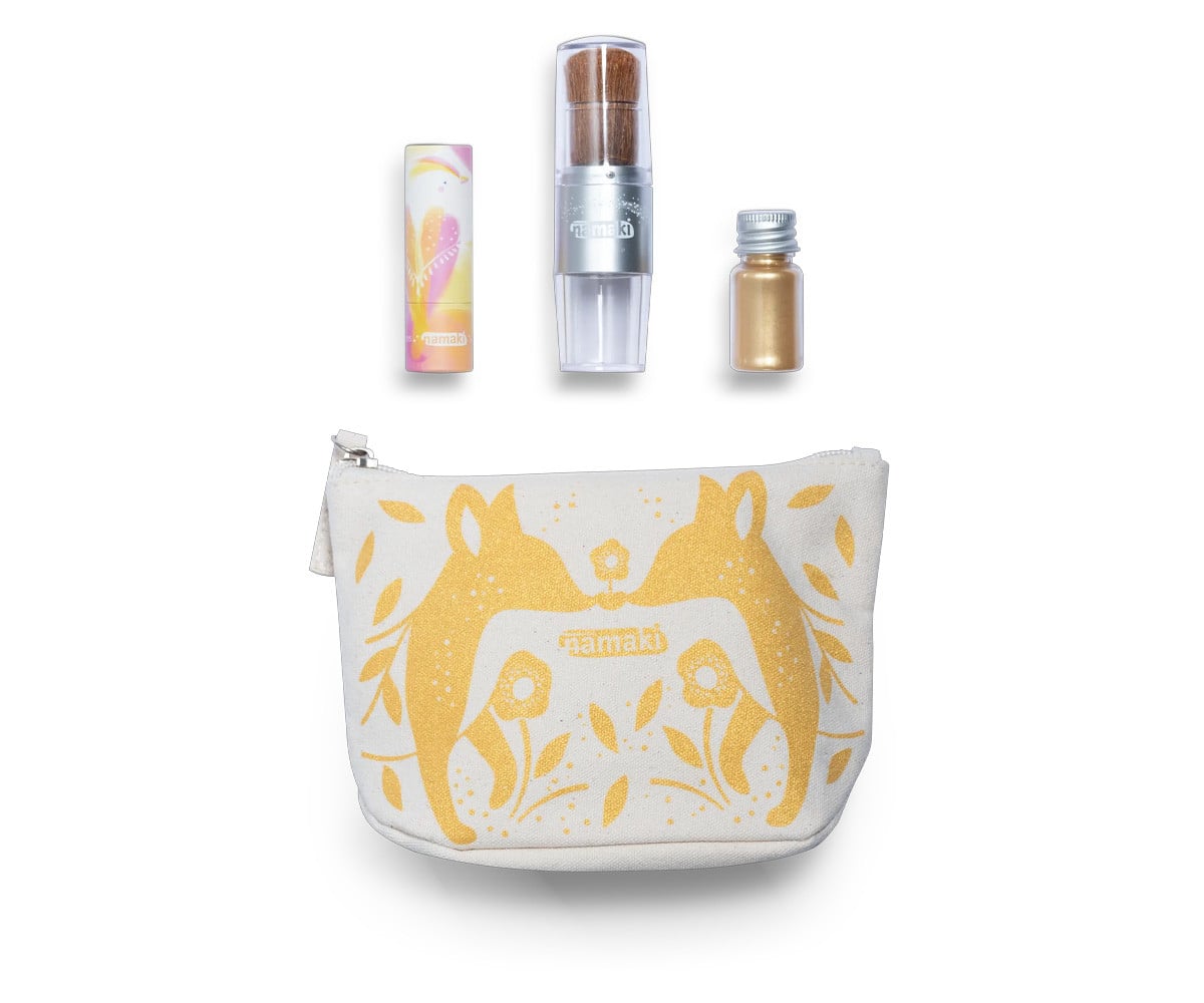 Bolsa de cosméticos Sparkling Fox Gold com maquilhagem infantil orgânica