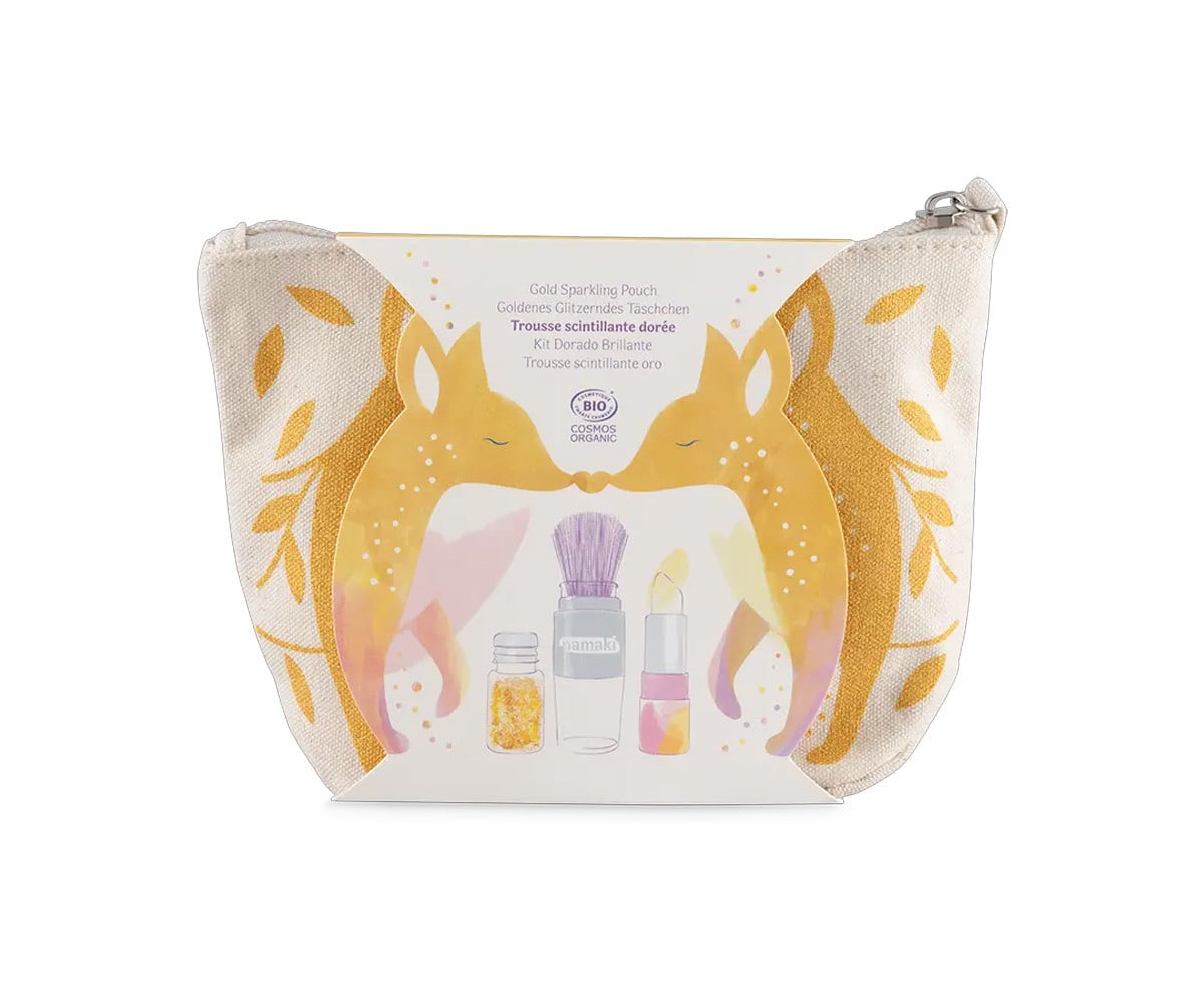 Bolsa de cosméticos Sparkling Fox Gold com maquilhagem infantil orgânica