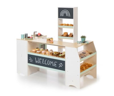 Negozio con Cucina Modulare White/Natural/Mint