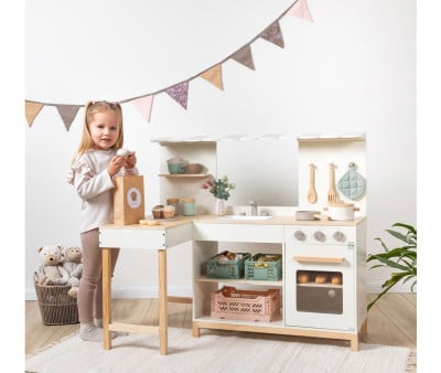 Kitchenette Café en Angle Blanc/Naturel