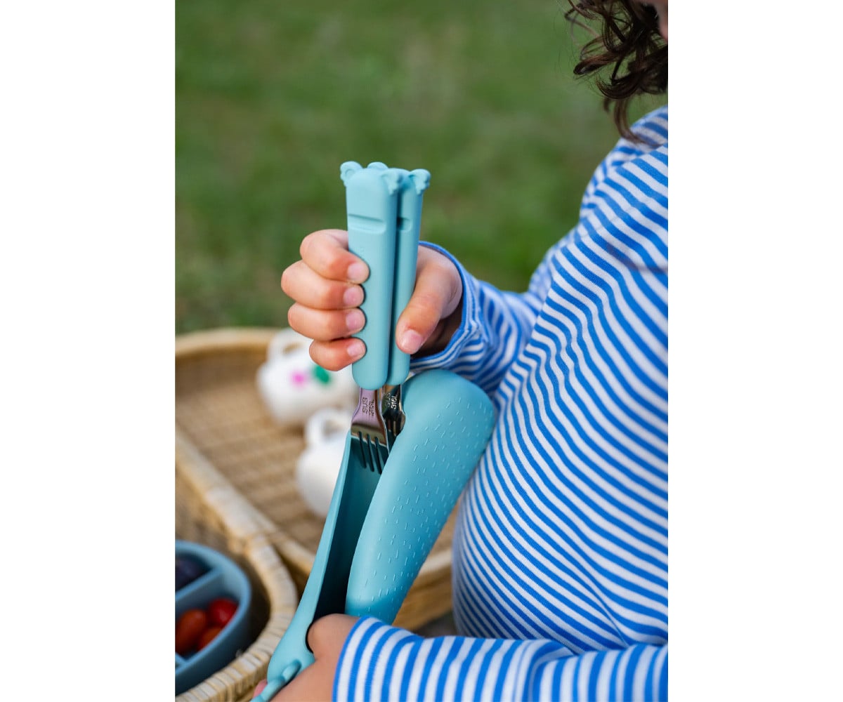 Couverts en Acier Inoxydable avec Étui Zoe Sea Green