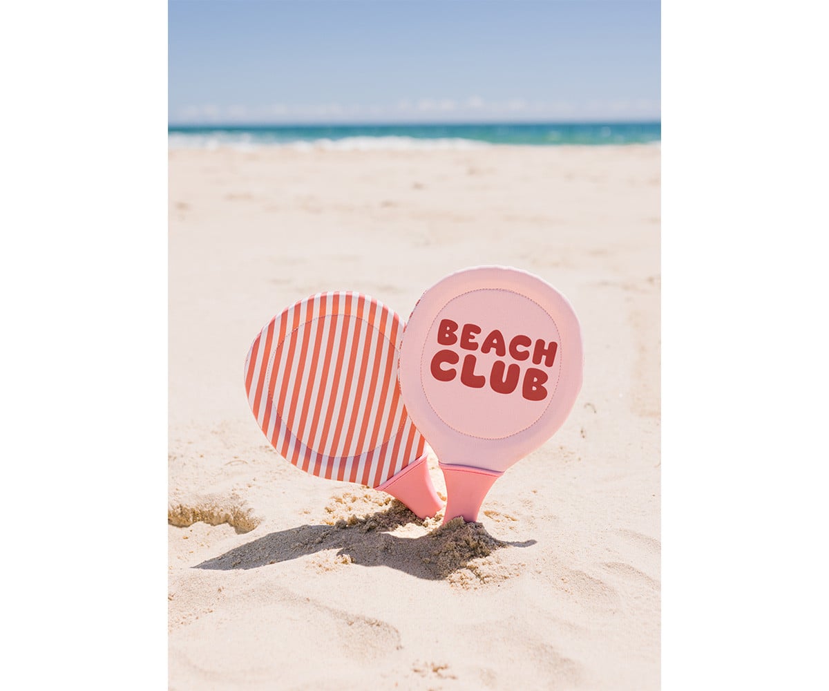 Neoprene Beach Paddles with Ball Stripes Bloom & Blush
