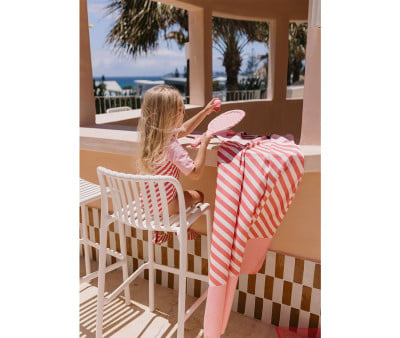 Toalha de praia Microfibra Personalizável Stripes Bloom & Blush