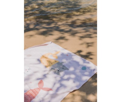Toalha de praia Microfibra Personalizável Mermaid Cats
