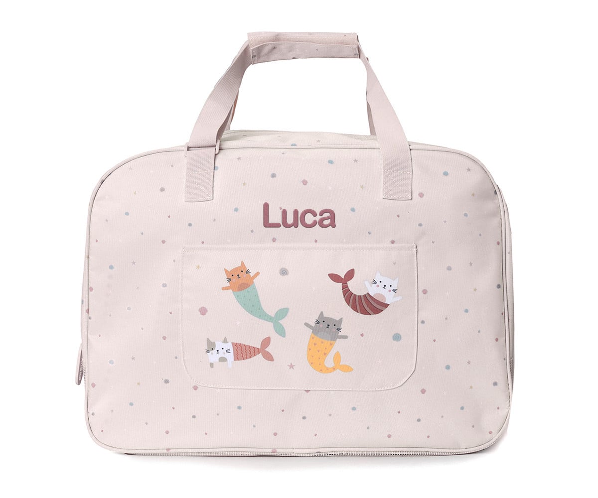 Sac de Plage avec Filet Mermaid Cats Personnalisable