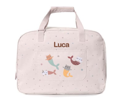 Sac de Plage avec Filet Mermaid Cats Personnalisable