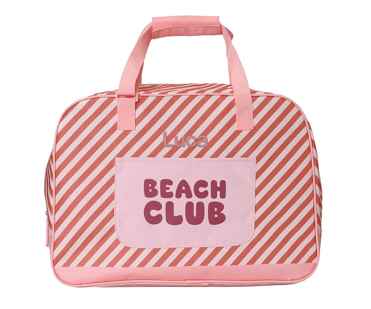 Bolso de Playa con Rejilla Stripes Bloom & Blush Personalizable
