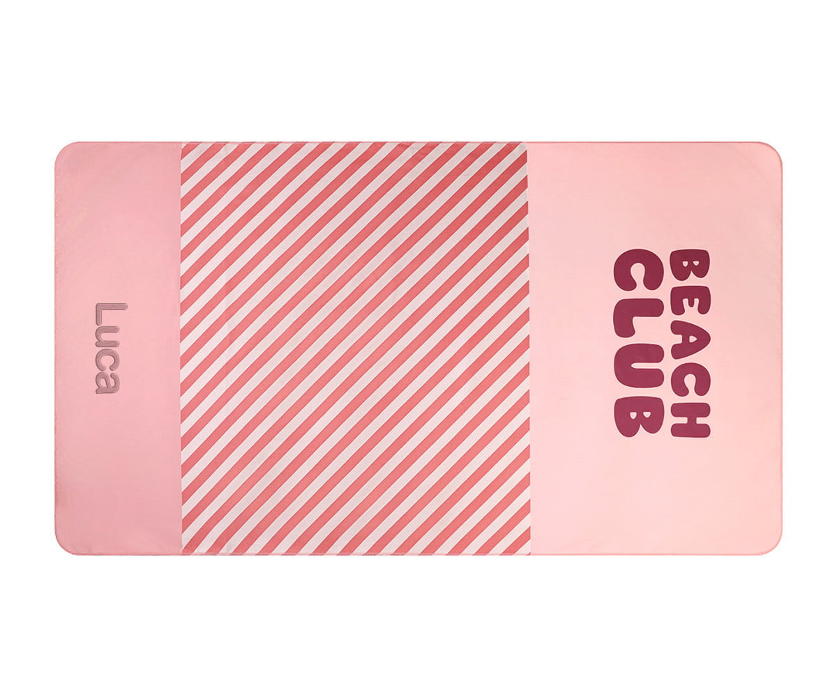 Toalha de praia Microfibra Personalizável Stripes Bloom & Blush