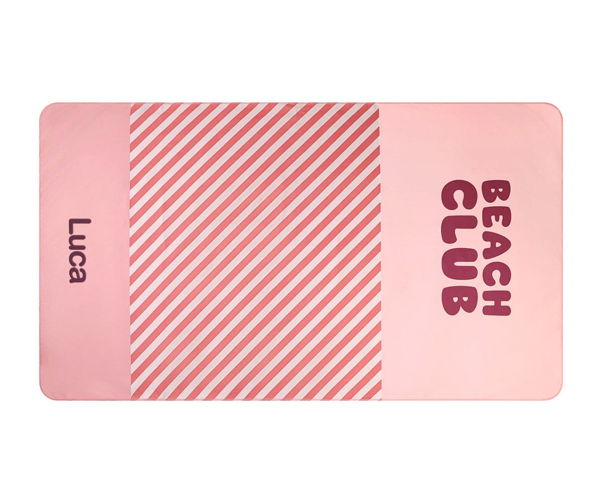 Toalha de praia Microfibra Personalizável Stripes Bloom & Blush