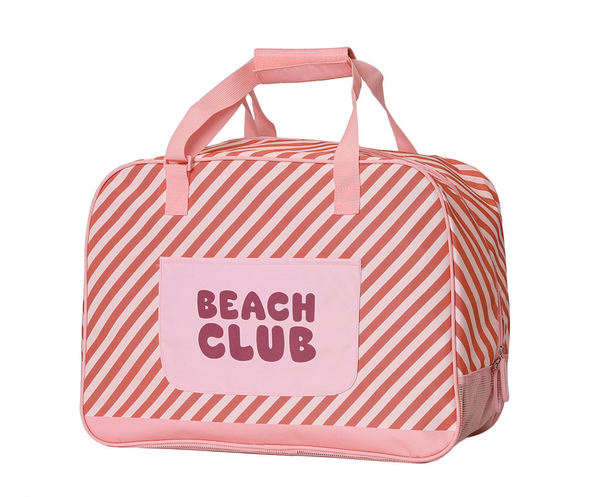 Bolso de Playa con Rejilla Stripes Bloom & Blush Personalizable