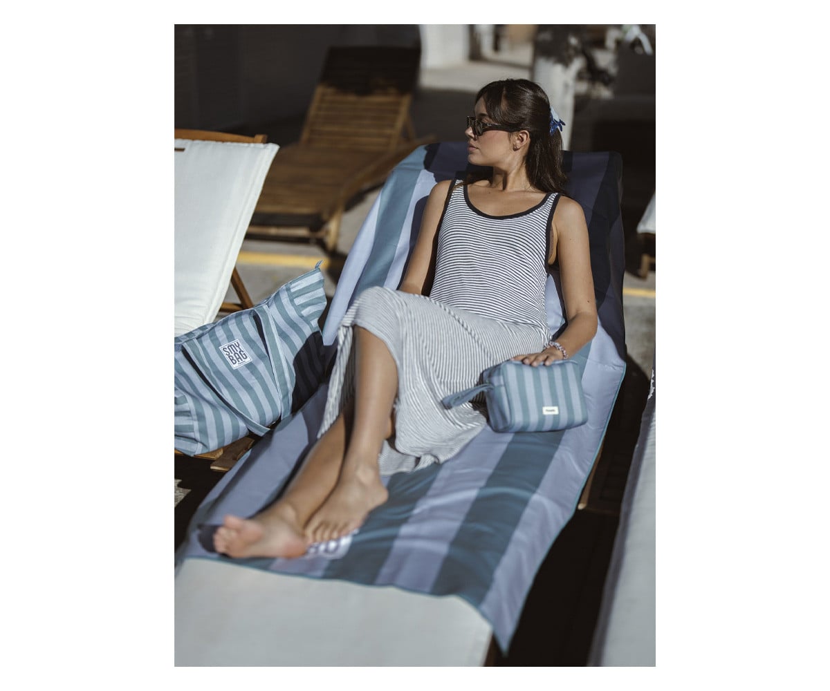 Serviette de Plage Menorca Personnalisable Bleue