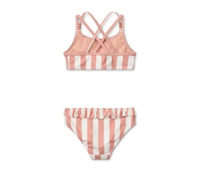 Belle Striped Kids Bikini Coral Blush/Creme de la Creme Stripe