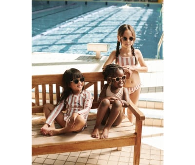 Belle Striped Kids Bikini Coral Blush/Creme de la Creme Stripe