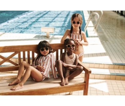 Belle Striped Kids Bikini Coral Blush/Creme de la Creme Stripe