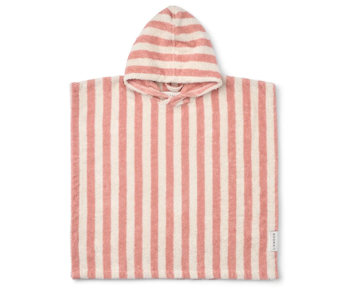 Koi Terry Poncho Coral Blush / Creme de la Creme Stripe