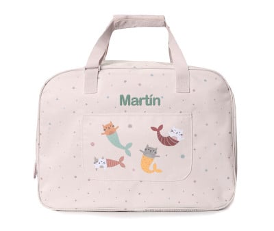 Sac de Plage avec Filet Mermaid Cats Personnalisable