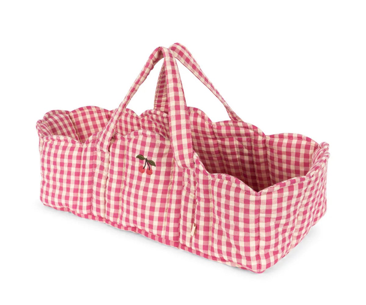 Doll Moses Basket Bubblegum Check