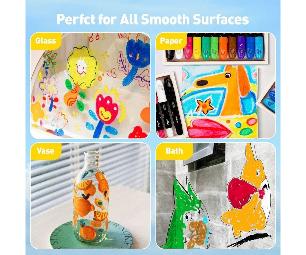 Pastels pour Verre, Carrelage et Papier 6 Couleurs