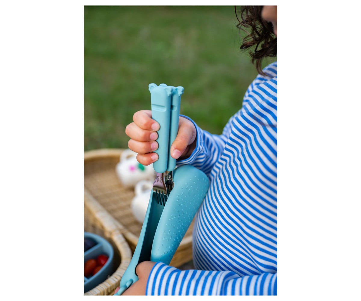 Couverts en Acier Inoxydable avec Étui Zoe Fog Blue