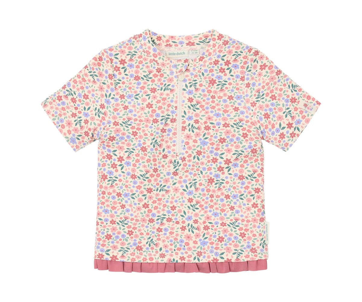 Camiseta floral de proteção solar Manga Curta